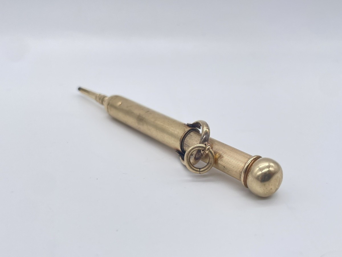 Antique W S Hicks NY 10k Yellow Gold Plate Propelling Chatelaine