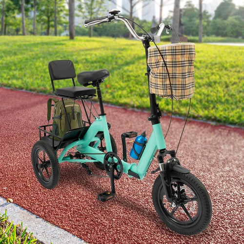 14 Zoll 3 Räder Fahrrad Senioren Trike Erwachsene Tricycle Mit Einkaufskorb - Bild 5 von 22
