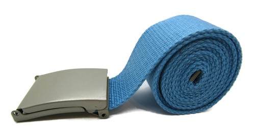 Unisex High Quality Canvas Fabric Webbing Belt Brushed Silver Buckle Army Style - Picture 234 of 275