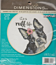 "IT'S A RUFF LIFE" - LEARN A CRAFT Counted Cross Stitch Kit w/Hoop by Dimensions