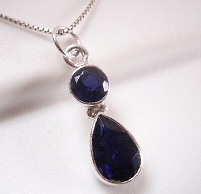 Sehr kleiner facettierter Iolith 925 Sterling Silber Anhänger