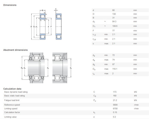 1X NJ 312 ECM Cylindrical Roller Bearings 60x130x31mm - Picture 4 of 4