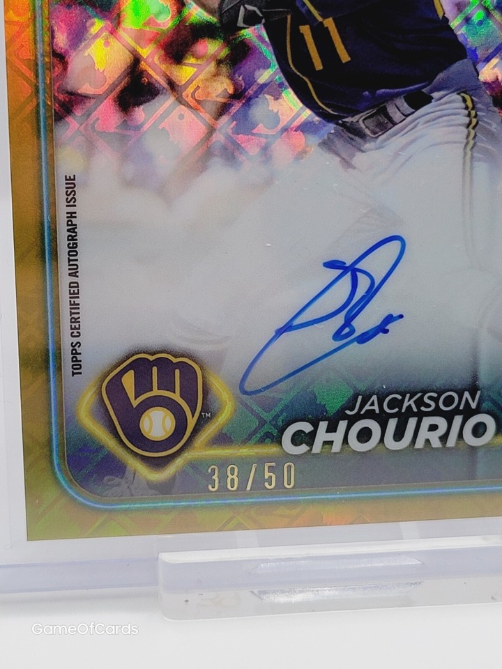 2024 Topps Chrome JACKSON CHOURIO RC Rookie GOLD Logofractor Auto