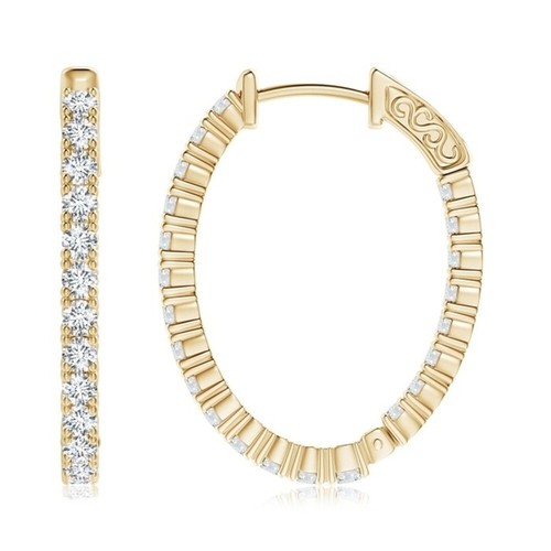 18K Gelbgold plattiert Inside Out CZ Creolen Schmuck Geschenk für Frauen - Bild 2 von 2