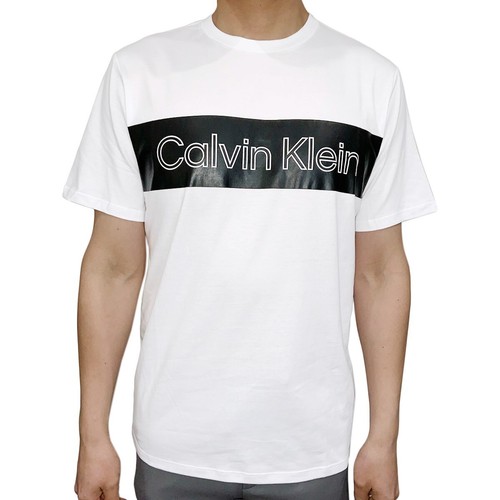 New Calvin Klein Men's White Crew Neck Short Sleeve T-shirt