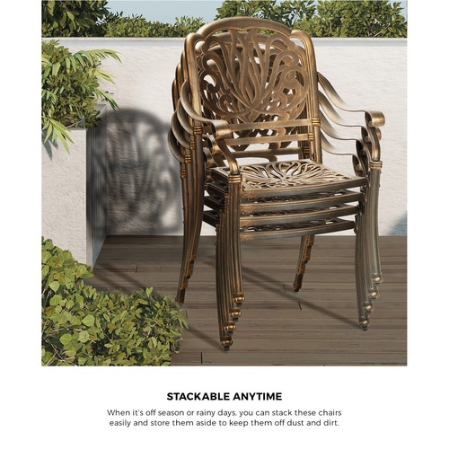 Livsip Outdoor Furniture 5 Piece Dining Set Chairs Table Bistro Set Patio Garden - Picture 3 of 10