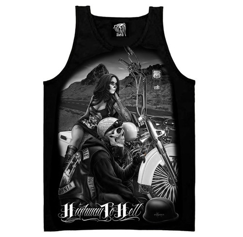 DAVID GONZALES DGA RIDE OR DIE HIGHWAY TO HELL SKULL BIKER HERREN TANK TOP M-3XL - Bild 1 von 3