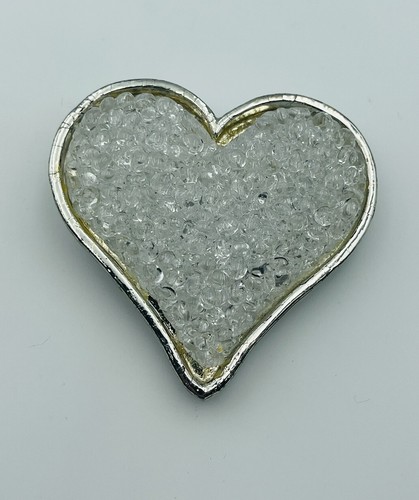 Edouard Rambaud Paris Vintage Silver Tone Rock Candy Clear Resin Heart Pin