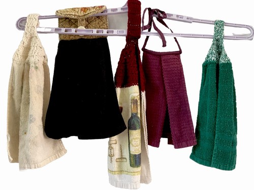 5 Vintage Crochet Top Hanging Hand Kitchen Towels Country Corelle Fruit Wine - Imagen 4 de 14