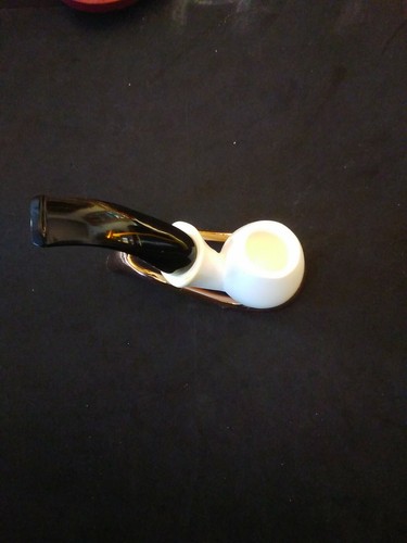 Meerschaum 100% block pipe hand carved by CELEBI in Turkey smooth small bent. - Picture 6 of 12