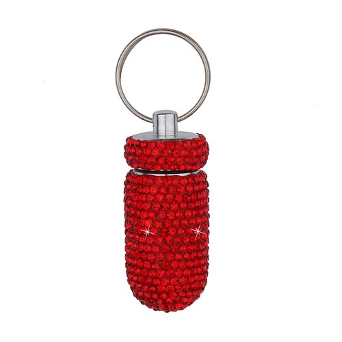 Crystal Bling Medicine Bottle Key Ring Travel Pill Case Capsules Organizer - Picture 6 of 37