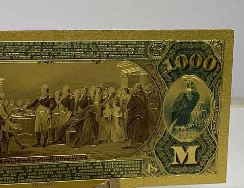 The United States $1000 Dollar National Currency Banknote 24k Gold Foil - Picture 8 of 8