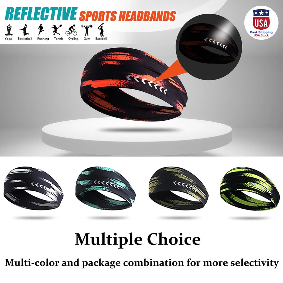 Diadema deportiva reflectante que absorbe la humedad para el cabello para correr ciclismo yoga Foto 2 de 4