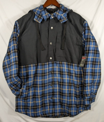 #ad MENS CRAFTSMAN FLANNEL amp; CANVAS SHIRT JACKET INSULATED NEW W TAGS Size XLT $29.00