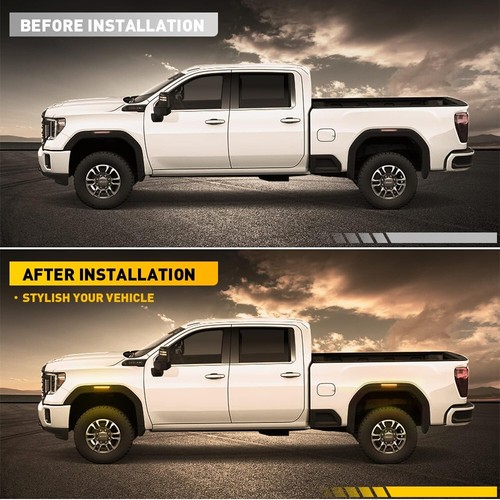 Smoke Lens Amber Side LED Marker Fender Lights for GMC 2020+ Sierra 2500 3500 HD - Picture 9 of 12