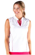 Nivo Women's Elsie Mock V Neck Top NI2211131 100 White/Pink Size Medium M NWT