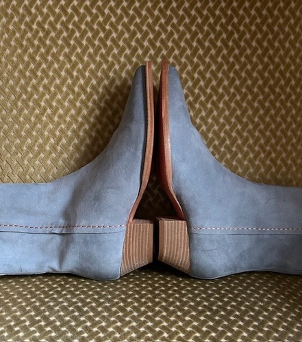 Free People Bowers Gray Blue Suede Stitch Cushion Zip Western Ankle Boots NEW 8 - Picture 16 of 24