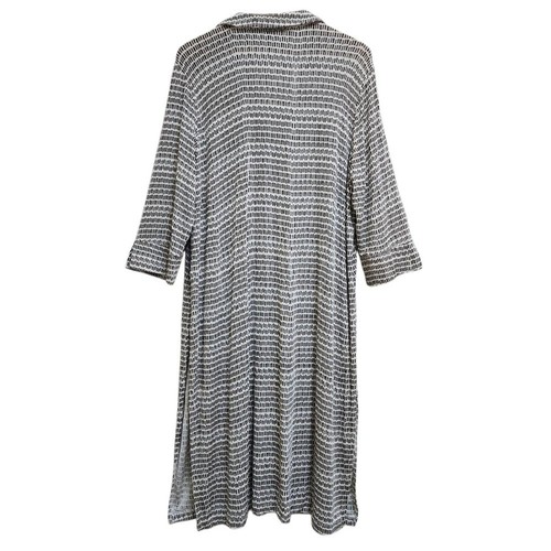 Chico's Tunic Duster Womens XL Black White Knit Geometric Button Travelers - Picture 2 of 13
