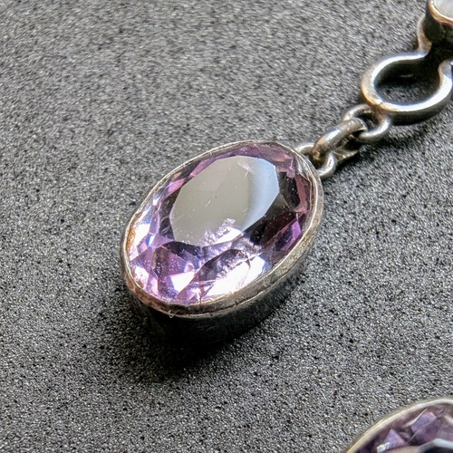 Jugendstil Lavalliere Collier 935 Silber Amethyst Perlmutt alt antik c. 1910 - Bild 5 von 12
