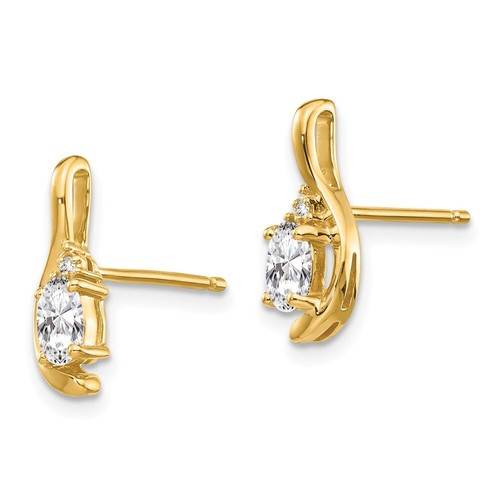 Pendientes colgantes y colgantes de oro amarillo de 14k con topacio blanco y diamantes para mujer 1,09 g - Imagen 2 de 4