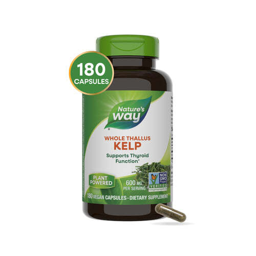 Nature's Way KELP Herbal Iodine Source THYROID SUPPORT Vegan 600 mg 180 capsules - Picture 1 of 10