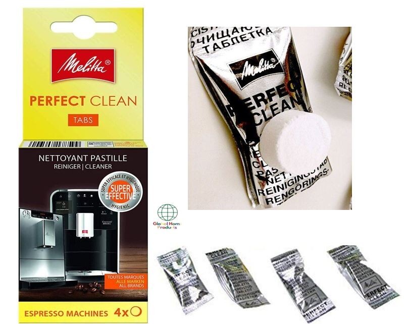 4x Melitta Perfect Clean Espresso Filter Coffee Machine Cleaner Tabs Tablets