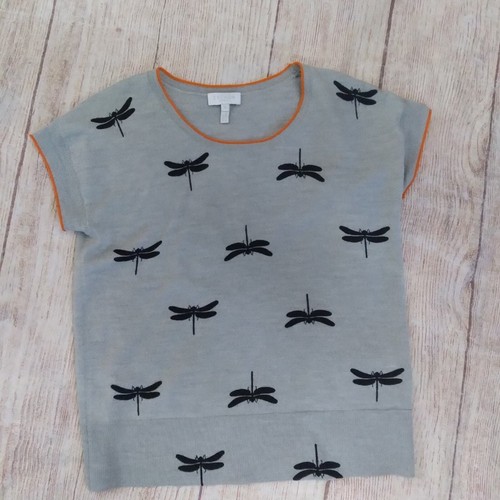 Escada Sport short sleeve dragonfly print sweater sz S - Picture 3 of 6