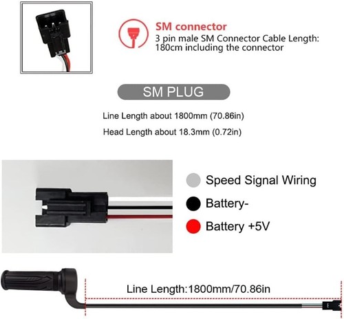 Electric Bike Accessories, WUXING 20X Full Twist Throttle,Ebike Parts for 12V... - Picture 5 of 8