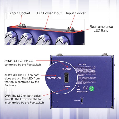JOYO Distortion Guitar Pedal Modern Metal Tone High Gain Amp Simulator 3 Band EQ - Afbeelding 8 van 12