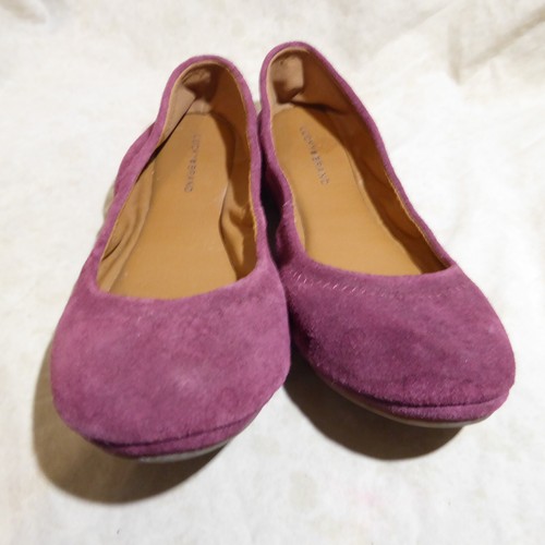 🩰 Lucky Brand Scrunch Ballet Flats sz 7.5 M Dark Fuchsia Pink Leather Suede - Picture 15 of 15