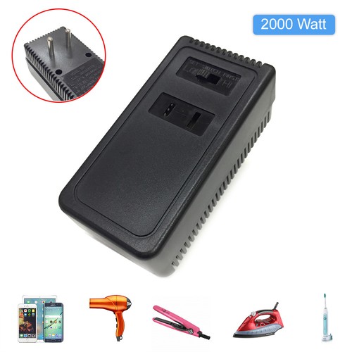 Convertidor de voltaje de viaje 2000 vatios adaptador de corriente descendente 220 V a 120 V Europa - Imagen 6 de 7