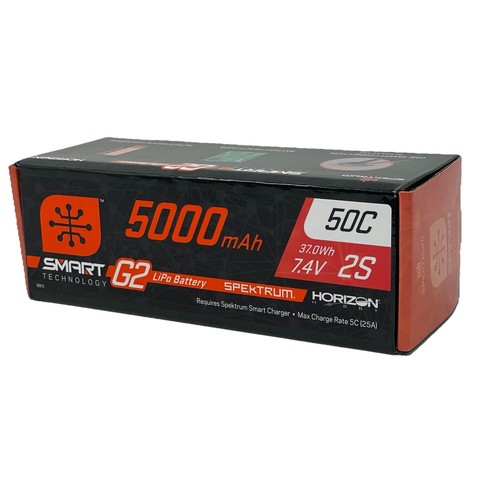 Spektrum Accessories 5000mAh 2S 7.4V Smart G2 LiPo 50C Hard Case IC5 SPMX52S50H5 - Picture 1 of 10