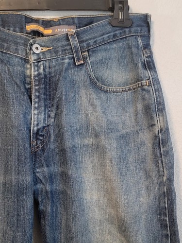 Silver Tab Jeans Mens Size 32x30 Relaxed Baggy Straight Distressed Blue Vintage - Picture 3 of 13