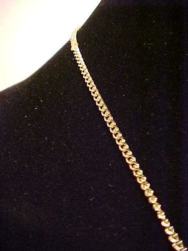 Gold Filigree Tear Drop Ball Pendant on 24" Gold Chain Necklace - Picture 4 of 5