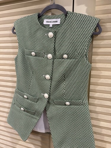 NWOT! VERONICA BEARD Tamara Vest in Lemongrass/Dove, US 0 - Picture 11 of 15