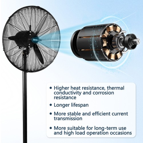 20" Metal High Velocity Stand 4-Speeds Oscillating Fan Industrial Pedestal Fan - Picture 5 of 10