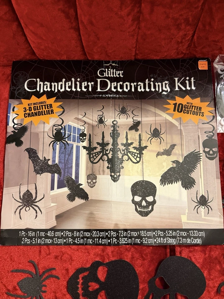 Kit de decoración de araña negra de papel brillante de Halloween Amscan abierto sin usar Foto 2 de 4