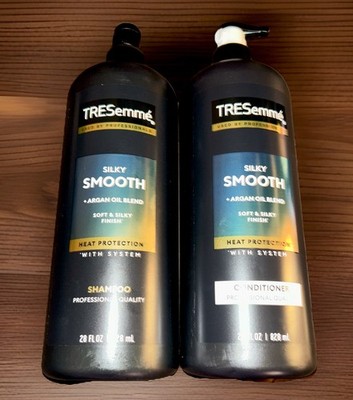 TRESemme Silky Smooth Argan Shampoo & Conditioner Set with Pump-28oz/Large/New