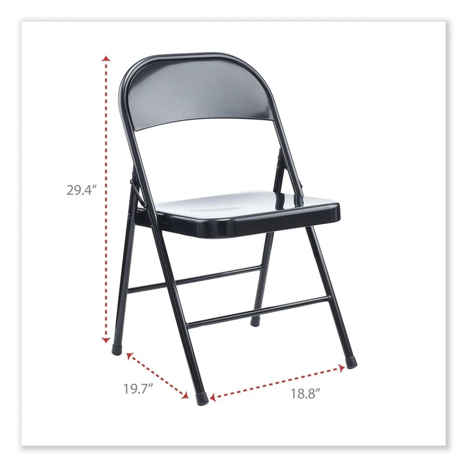 Alera CA941 Armless Steel Folding Chair Supps 275 lbs. - Black (4/Carton) New - Изображение 4 из 4