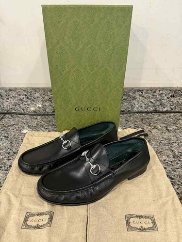 Mocasines Gucci 1953 Horsebit negros con protectores EE. UU. 9,5 SPB-TS 350024