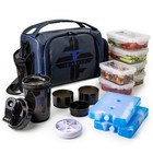 Insulated Lunch Box with 6 Portion Control Containers, Pill Dispenser, Shaker...