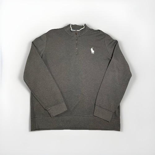 Polo Golf Ralph Lauren 1/4 Zip Maglione BIG PONY Uomo XL Grigio Pullover Ricamato - Foto 2 di 10