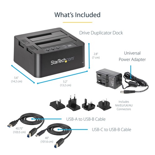 StarTech.com Standalone Hard Drive Duplicator, External Dual Bay HDD/SSD Cloner - Picture 2 of 6