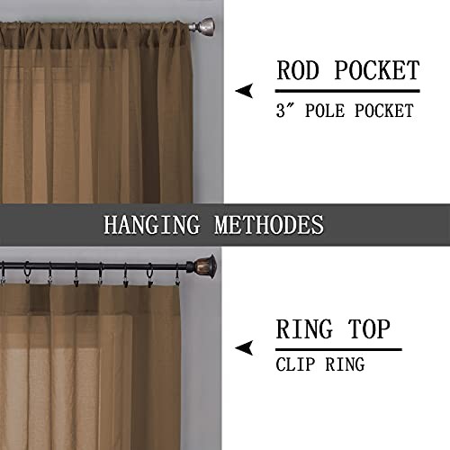 Short Sheer Curtains Living Room Linen Textured Curtain Sheers Light - Picture 5 of 7
