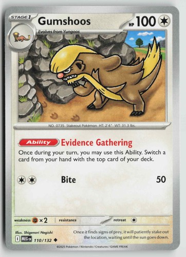 Gumshoos Uncommon ME01: Mega Evolution 110/132 NM - Picture 1 of 2