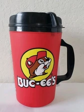 Buc-cee’s Refillable Insulated ThermoServ Travel Mug Tumbler Red Pre-owned 