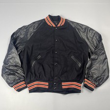 Vintage Holloway Varsity Jacket Mens XL Black Orange Wool Made in USA