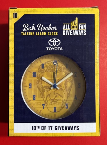 MILWAUKEE BREWERS BOB UECKER Alarm Clock MLB Baseball HOF SGA NEW NIB