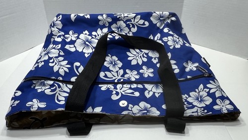 VTG Hawaii Spirit Reversible Tote Bag Blue White Yellow Hibiscus & Sea Turtles - Picture 20 of 23