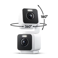 Wyze - Duo Cam Pan, 2K Wired Dual Pan/Tilt Camera with Spotlight, Indoor/Outd...